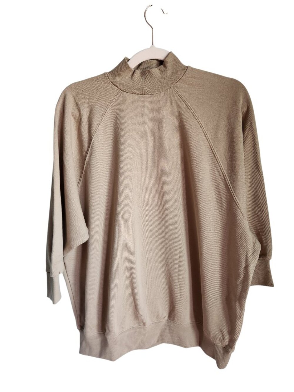 Essentials Fear of God Sweatshirt Small Taupe Women's Oversized Mock Neck Cotton